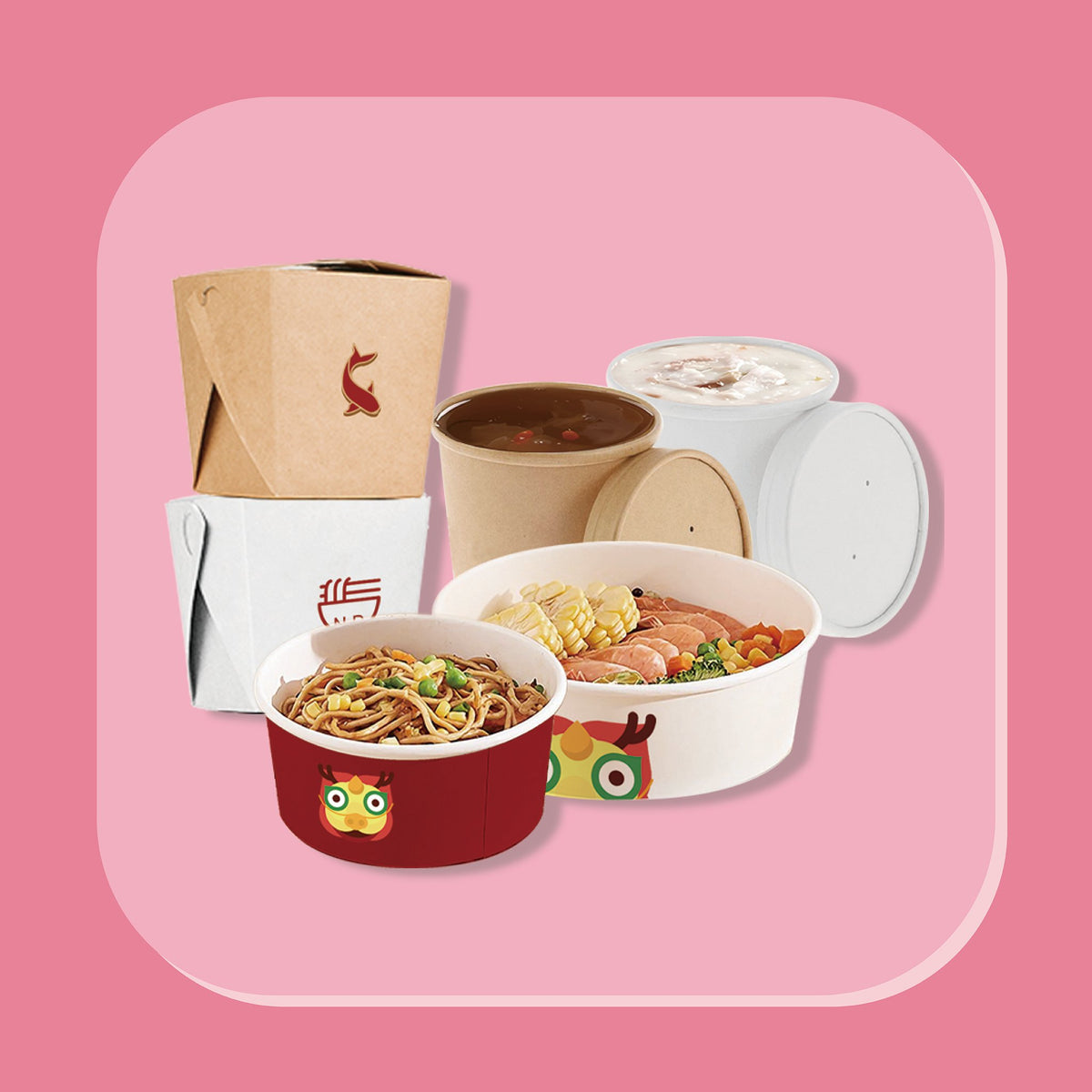 [150 Pack] 16 oz Disposable Kraft Paper Soup Containers with Plastic Lids - Pint Ice Cream Containers, Frozen Yogurt Cups, Restaurant, Microwavable