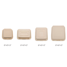 Load image into Gallery viewer, CCF Single Compartment Bagasse Molded Fiber Hinged Container 8" x 8" x 3" - 200 Pieces/Case