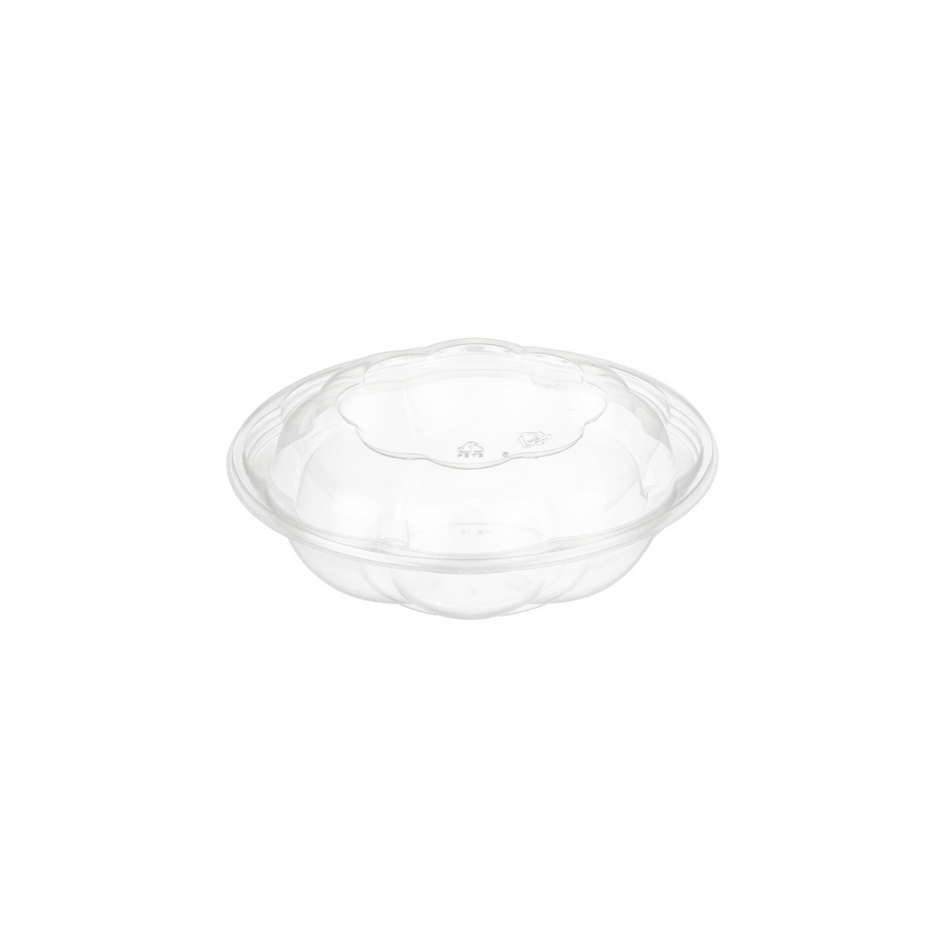 CCF 18OZ PET Plastic Rose Salad Bowl & Lids - 150 Sets/Case