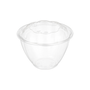 CCF 48OZ PET Plastic Rose Salad Bowl & Lids - 150 Sets/Case