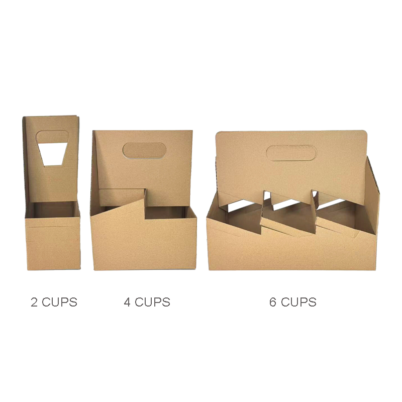 CCF Eco-Friendly Heavy Duty Kraft Corrugated Cardboard 4-Cup Carrier