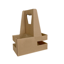 Load image into Gallery viewer, CCF Eco-Friendly Heavy Duty Kraft Corrugated Cardboard 2-Cup Carrier - 200 Pieces / Cases