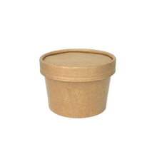 Load image into Gallery viewer, CCF 8OZ Economic Ice Cream Paper Container + Non-Vented Lid Combo - Kraft 500 Sets/Case