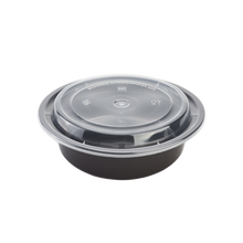 Load image into Gallery viewer, CCF 16OZ(D153MM) PP Injection Plastic Microwavable Black Round Food Containers & Lids - 150 Sets/Case