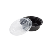Load image into Gallery viewer, CCF 24OZ(D183MM) PP Injection Plastic Microwavable Black Round Food Containers & Lids - 150 Sets/Case