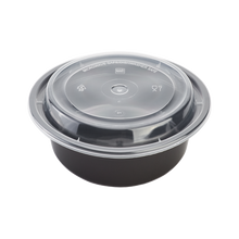 Load image into Gallery viewer, CCF 32OZ(D183MM) PP Injection Plastic Microwavable Black Round Food Containers & Lids - 150 Sets/Case