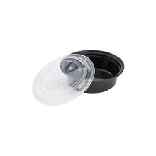 Load image into Gallery viewer, CCF 16OZ(D153MM) PP Injection Plastic Microwavable Black Round Food Containers & Lids - 150 Sets/Case