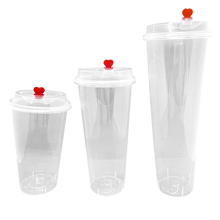 Load image into Gallery viewer, CCF 32OZ(1000ml) Premium PP Injection Plastic Cup With Lid + Straw (Combo)- Clear | 90mm Diameter | 500 Sets/Case