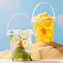 Load image into Gallery viewer, CCF 32OZ(1000ml) Premium PP Injection Drink Bucket With Lid + Handle - Clear 200 Sets/Case