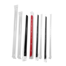 Load image into Gallery viewer, CCF Individually Wrapped PP Plastic Drink Straws - Black L9" 6MM Diameter - 2500 Pieces/Case
