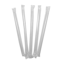Load image into Gallery viewer, CCF Individually Wrapped PP Plastic Jumbo Drink Straws - Clear L9" 12MM Boba Straw - 2000 pieces/case
