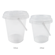 Load image into Gallery viewer, CCF 32OZ(1000ml) Premium PP Injection Drink Bucket With Lid + Handle - Clear 200 Sets/Case