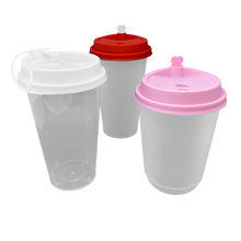 Load image into Gallery viewer, [PRE-ORDER] CCF 16-32OZ(D90MM) Premium PP Lid/Heart Stopper For PP Injection Cup - Pink 1000 Pieces/Case