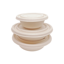 Load image into Gallery viewer, 32OZ(D215MM) 100% COMPOSTABLE Bagasse Molded Fiber Round Container Lid - 400 Pieces/Case