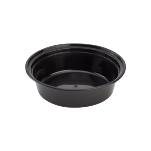 CCF 24OZ(D183MM) PP Injection Plastic Microwavable Black Round Food Containers & Lids - 150 Sets/Case