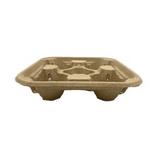 Load image into Gallery viewer, CCF Eco-Friendly Heavy Duty Molded Fiber Take-Out 4 Cups Holder - 300 Pieces / Cases
