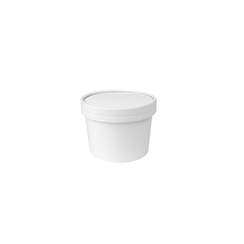 Choice 1 Pint White Paper Double-Wall Frozen Yogurt / Food Cup with Paper  Lid - 25/Pack