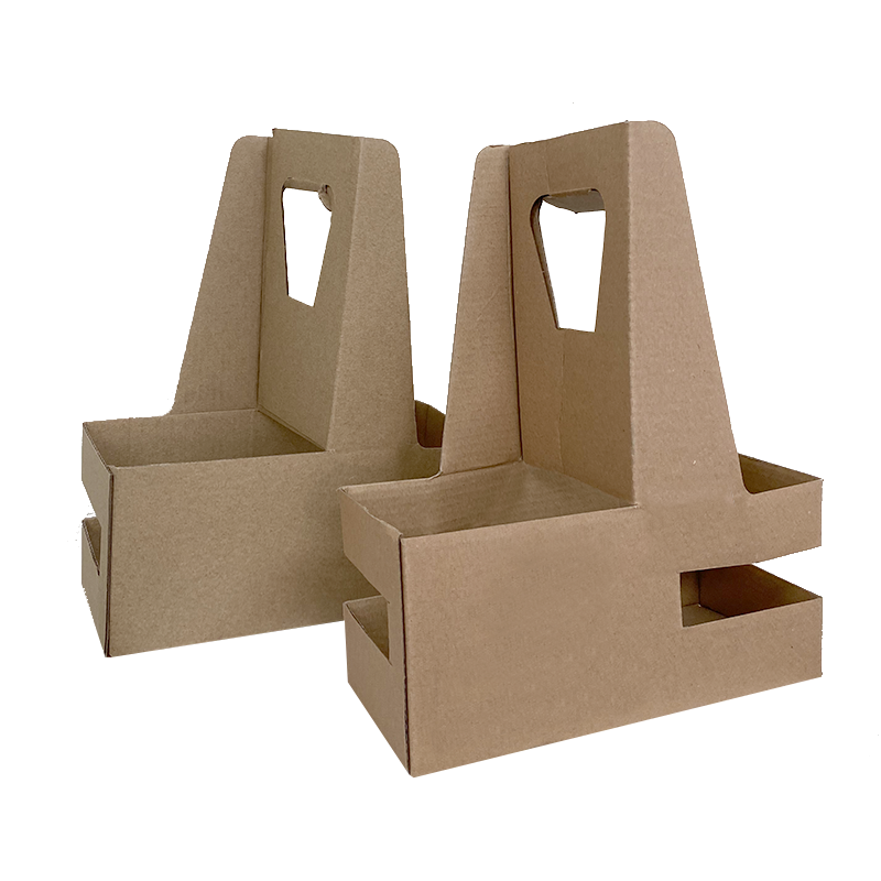 CCF Eco-Friendly Heavy Duty Kraft Corrugated Cardboard 2-Cup Carrier - 200 Pieces / Cases