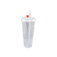 Load image into Gallery viewer, CCF 22-24OZ(D90MM) Premium PP Injection Plastic Cup With Lid + Straw (Combo)- Clear 500 Sets/Case
