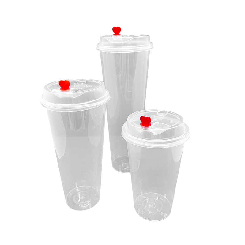 24oz Plastic PET Cup with Lids and Straws