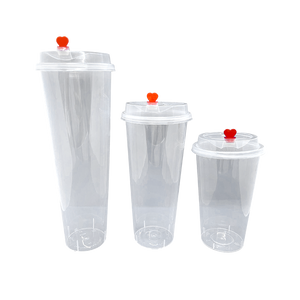 CCF 22-24OZ(D90MM) Premium PP Injection Plastic Cup With Lid + Straw (Combo)- Clear 500 Sets/Case