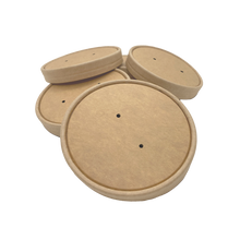 Load image into Gallery viewer, CCF 115MM Vented Kraft Paper Lid for 26/32oz Soup Pint Cup  - 500 Pieces/Case