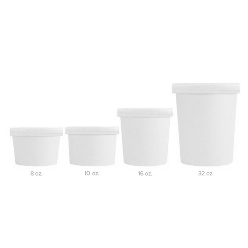 Yocup 12 oz White Paper Ice Cream Container with Paper Lid Combo - 1 case  (250 set)