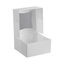 Load image into Gallery viewer, CCF 6" x 6" x 3" Auto-Popup Window Bakery Box - White - 200 Pieces/Case