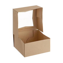 Load image into Gallery viewer, CCF 6&quot; x 6&quot; x 3&quot; Auto-Popup Window Bakery Box - Kraft - 200 Pieces/Case