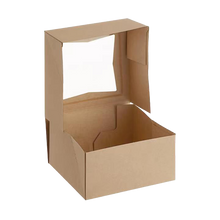 Load image into Gallery viewer, CCF 6" x 6" x 3" Auto-Popup Window Bakery Box - Kraft - 200 Pieces/Case