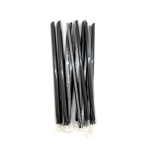 CCF PP plastic drink straws - individually wrap black L9" 8MM diameter - 2500 Pieces/Case