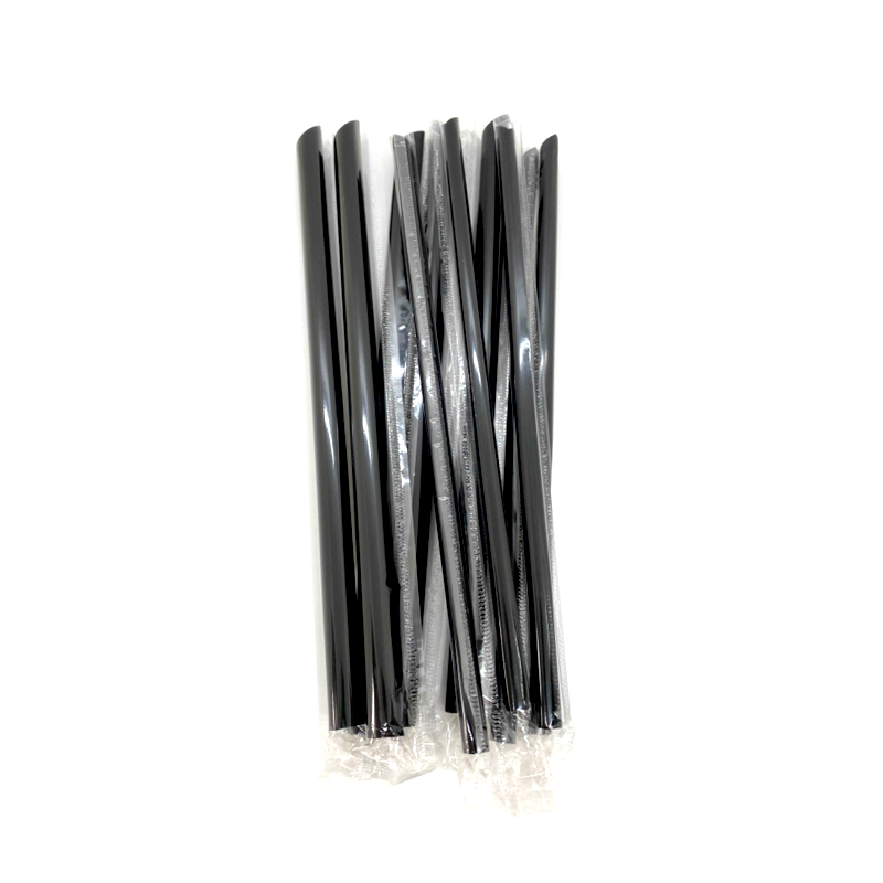 CCF PP plastic Jumbo drink straws - individually wrap black L9