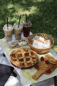 pp cups on a picnic table 