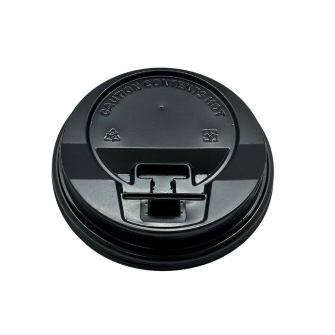 CCF 10-24OZ(D90MM) PS Plastic Lock-Back Lid For Paper Coffee Cup - Black 1000 Pieces/Case