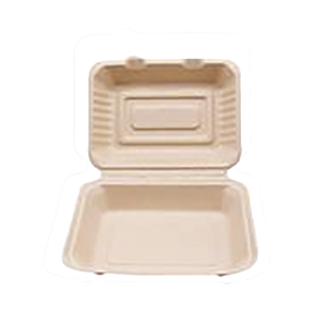 CCF 100% COMPOSTABLE Single Compartment Bagasse Molded Fiber Hinged Container 9" x 6" x 3" - 250 Pieces/Case