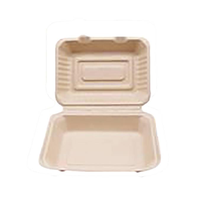 CCF 100% COMPOSTABLE Single Compartment Bagasse Molded Fiber Hinged Container 9