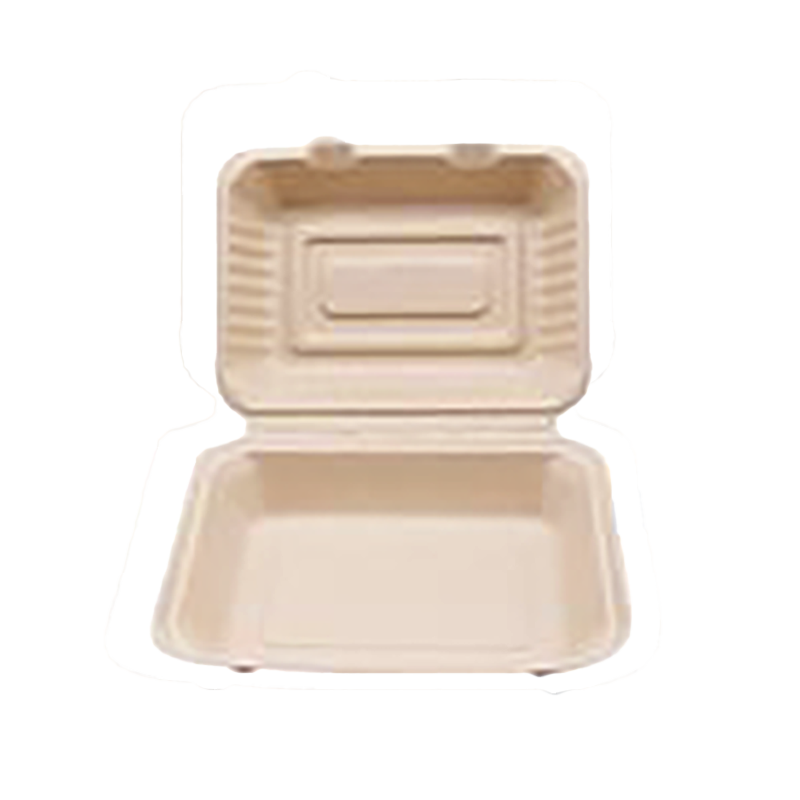 CCF 100% COMPOSTABLE Single Compartment Bagasse Molded Fiber Hinged Container 9