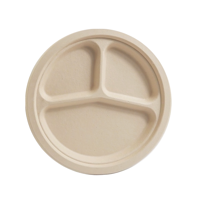 CCF Three Compartment Bagasse Molded Fiber Plate 9