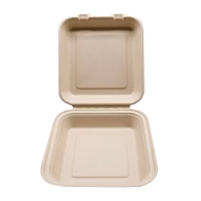 CCF 100% COMPOSTABLE Single Compartment Bagasse Molded Fiber Hinged Container 9