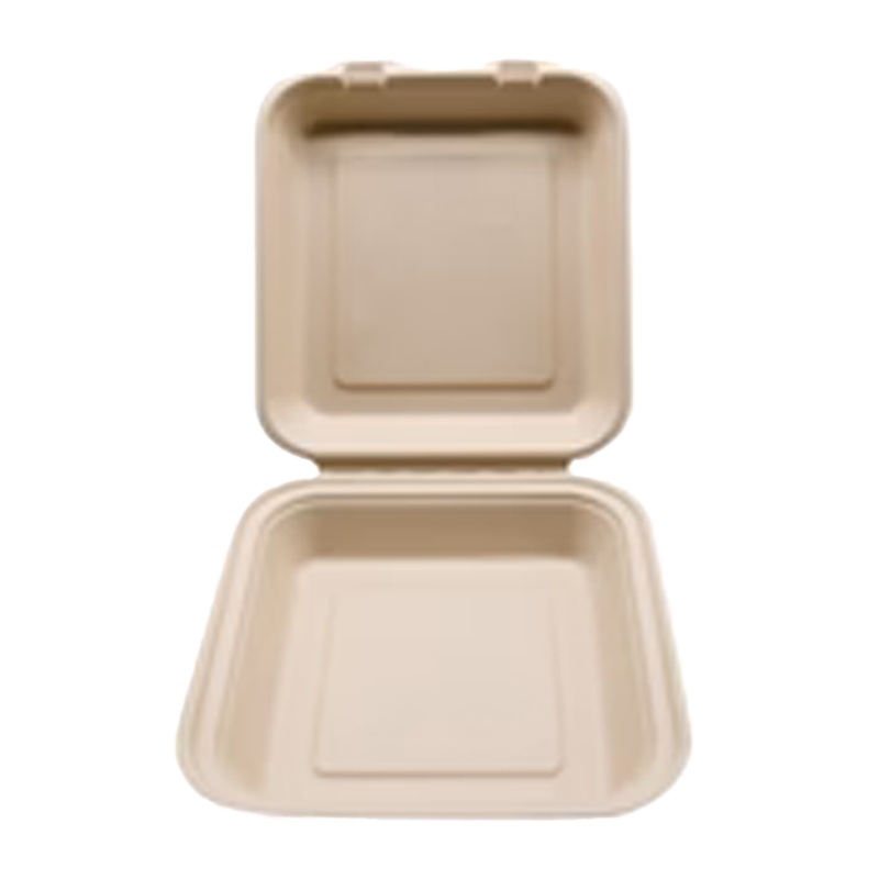 CCF 100% COMPOSTABLE Single Compartment Bagasse Molded Fiber Hinged Container 9