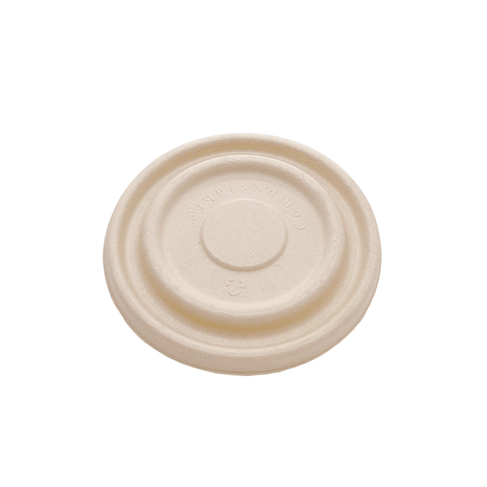 16OZ(D165MM) 100% COMPOSTABLE Bagasse Molded Fiber Round Container Lid - 1000 Pieces/Case