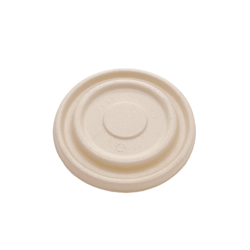 16OZ(D165MM) 100% COMPOSTABLE Bagasse Molded Fiber Round Container Lid - 1000 Pieces/Case