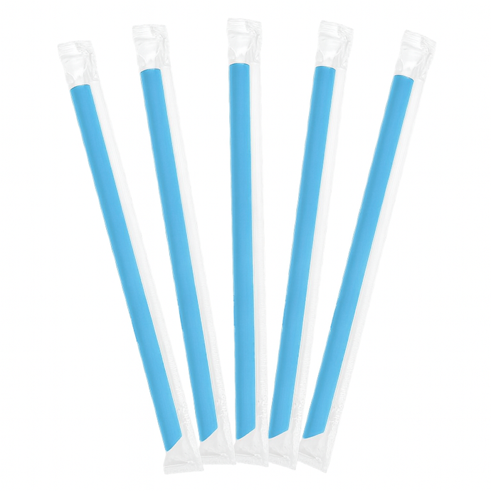 CCF Individually Wrapped PP Plastic Jumbo Drink Straws - Blue L9