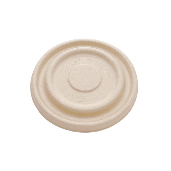 16OZ(D165MM) 100% COMPOSTABLE Bagasse Molded Fiber Round Container Lid - 1000 Pieces/Case