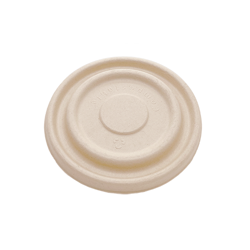 16OZ(D165MM) 100% COMPOSTABLE Bagasse Molded Fiber Round Container Lid - 1000 Pieces/Case