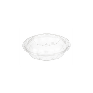 CCF 18OZ PET Plastic Rose Salad Bowl & Lids - 150 Sets/Case