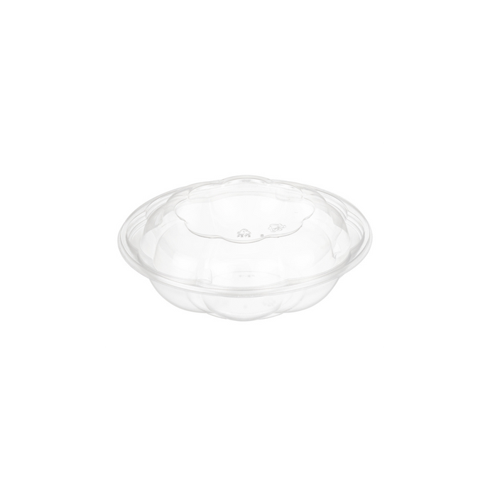 CCF 18OZ PET Plastic Rose Salad Bowl & Lids - 150 Sets/Case