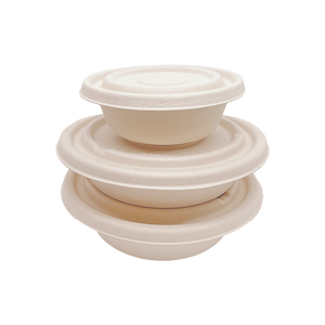 32OZ(D215MM) 100% COMPOSTABLE Bagasse Molded Fiber Round Container Lid - 400 Pieces/Case