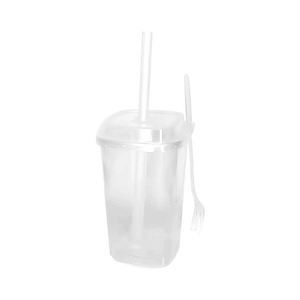 CCF 24OZ Premium PP Injection Plastic Square Cup - Clear 240 sets/Case