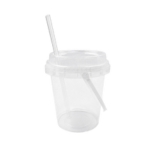 CCF 22/24OZ(650ml/700ml) Premium PP Injection Drink Bucket With Lid + Handle + Straw (Combo) - Clear 60 Sets/Case